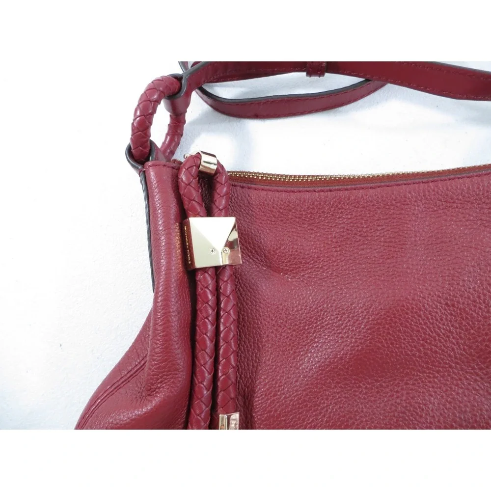 Michael Kors‎ Lexington Pebbled Leather Women's Crossbody Bag Purse Maroon Red